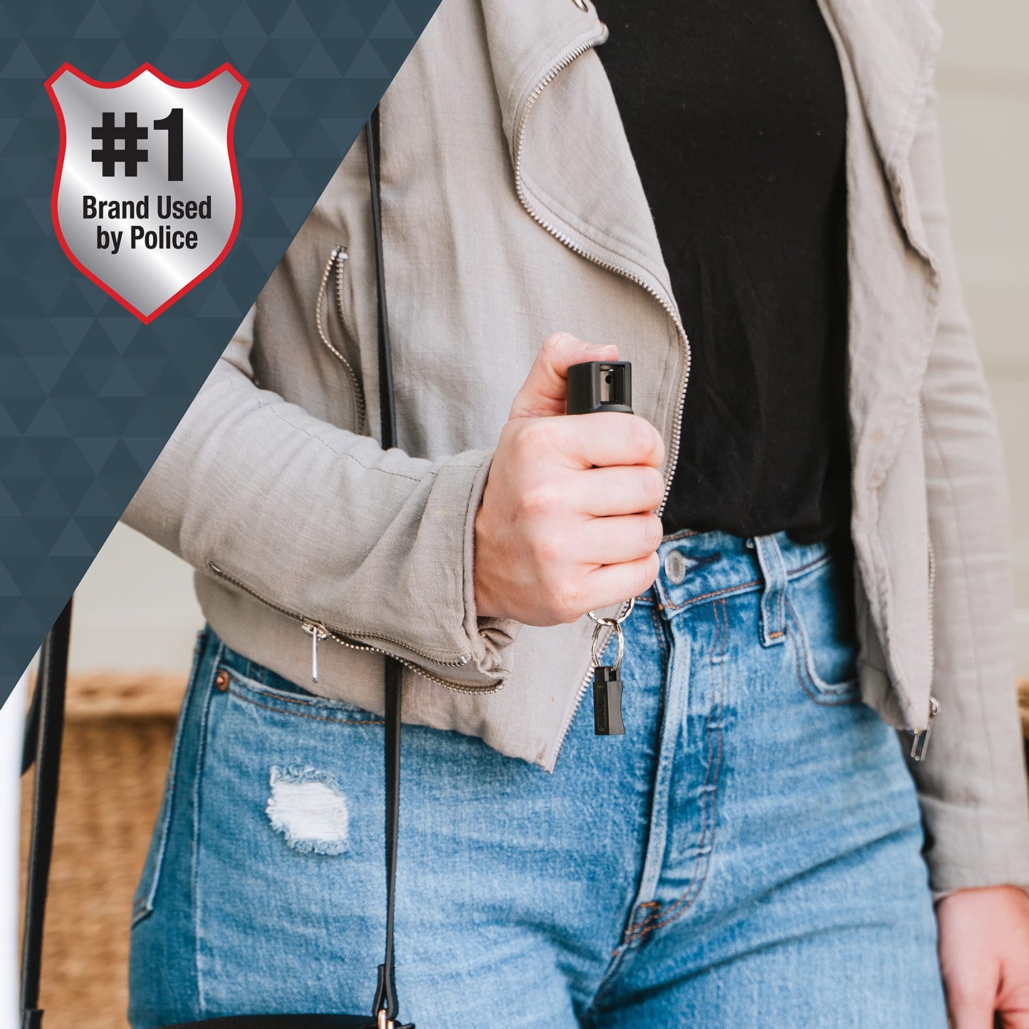 SABRE 3-in-1 Defense Spray – Pepper Spray, Tear Gas & UV Dye, Quick Release Keychain for Easy Carry, Finger Grip for Aim, 3X Longer Spray Time (Up to 10 Seconds), Max Police Strength, 0.54 fl oz