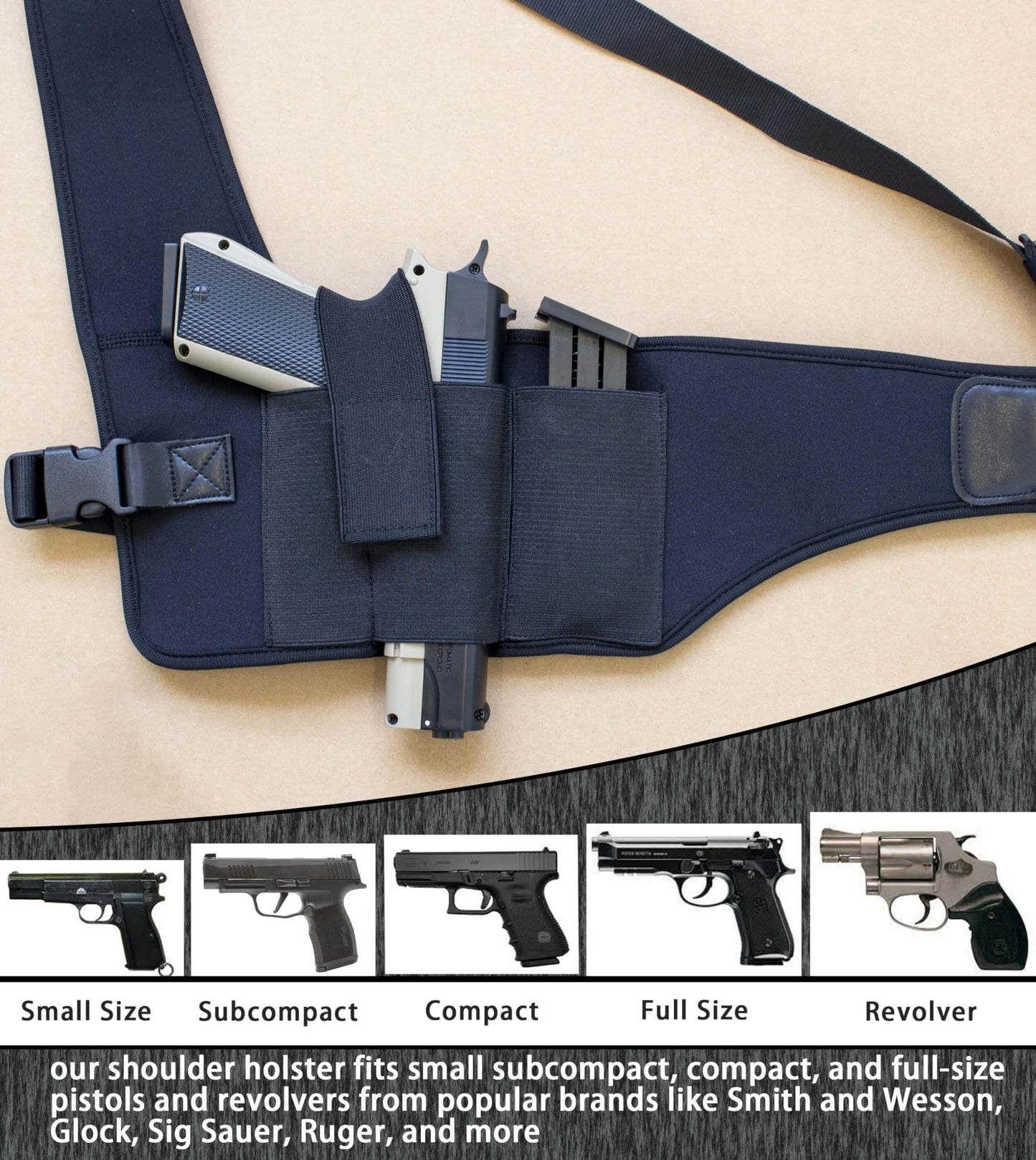 HOGIKUO Shoulder Holsters for Concealed Carry,Universal Gun Holster for Men,Chest Holster fits Ruger,Bersa,Glock,Sig Sauer,Smith and Wesson,Taurus Judge,Walther and More
