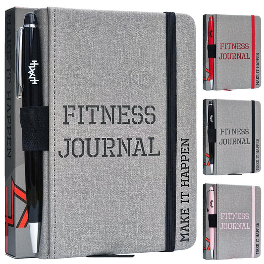 MaLetics – A6 Pocket Fitness Journal – Set 15 Goals, Track 93 Workouts, Measure Progress & Log 24 Personal Records – Sweatproof Design, Daily Planner & Exercise Log Book For Men & Women - Black