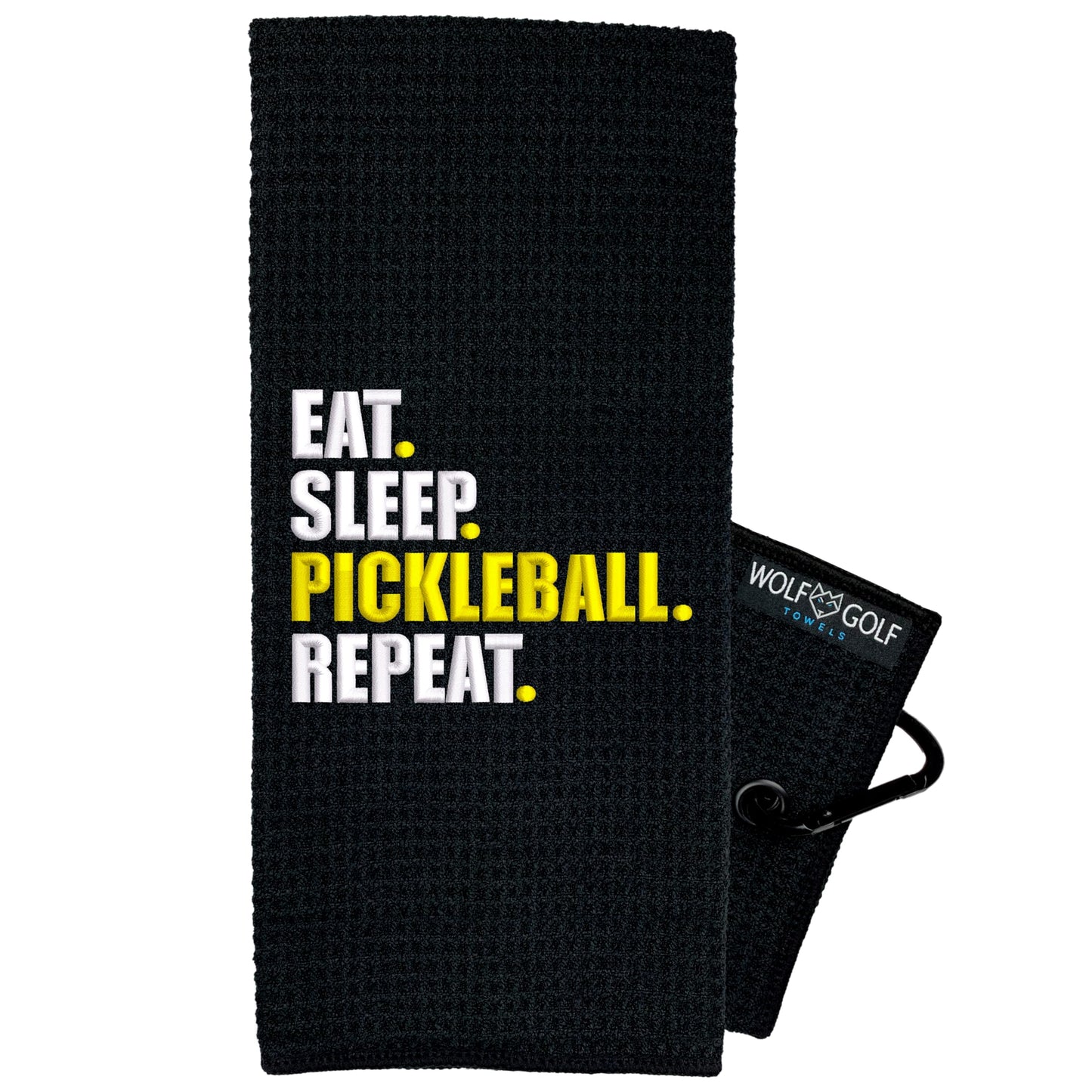 Wolf Golf Towels Pickleball Towel | Eat Sleep Pickleball Repeat Towel | Pickleball Gift | Embroidered Funny Pickleball Towel | Pickleball Gear | Retirement Gift