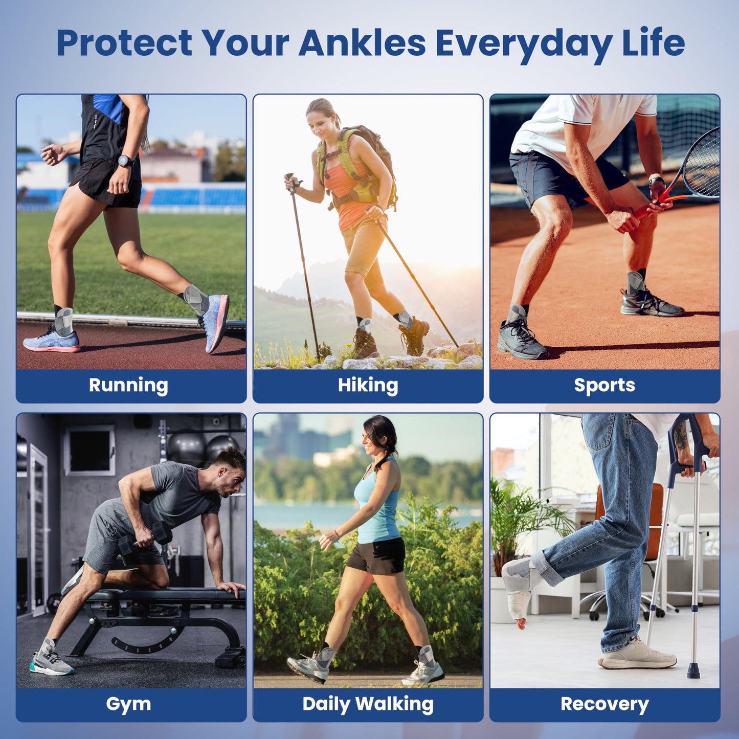 Awkstar Ankle Brace for Women Men, Ankle Support Brace for Injury Recovery, Sprain, Achilles, Tendon, Ankle Support for Women Men with Adjustable Wrap, Ankle Stabilizer for Sports