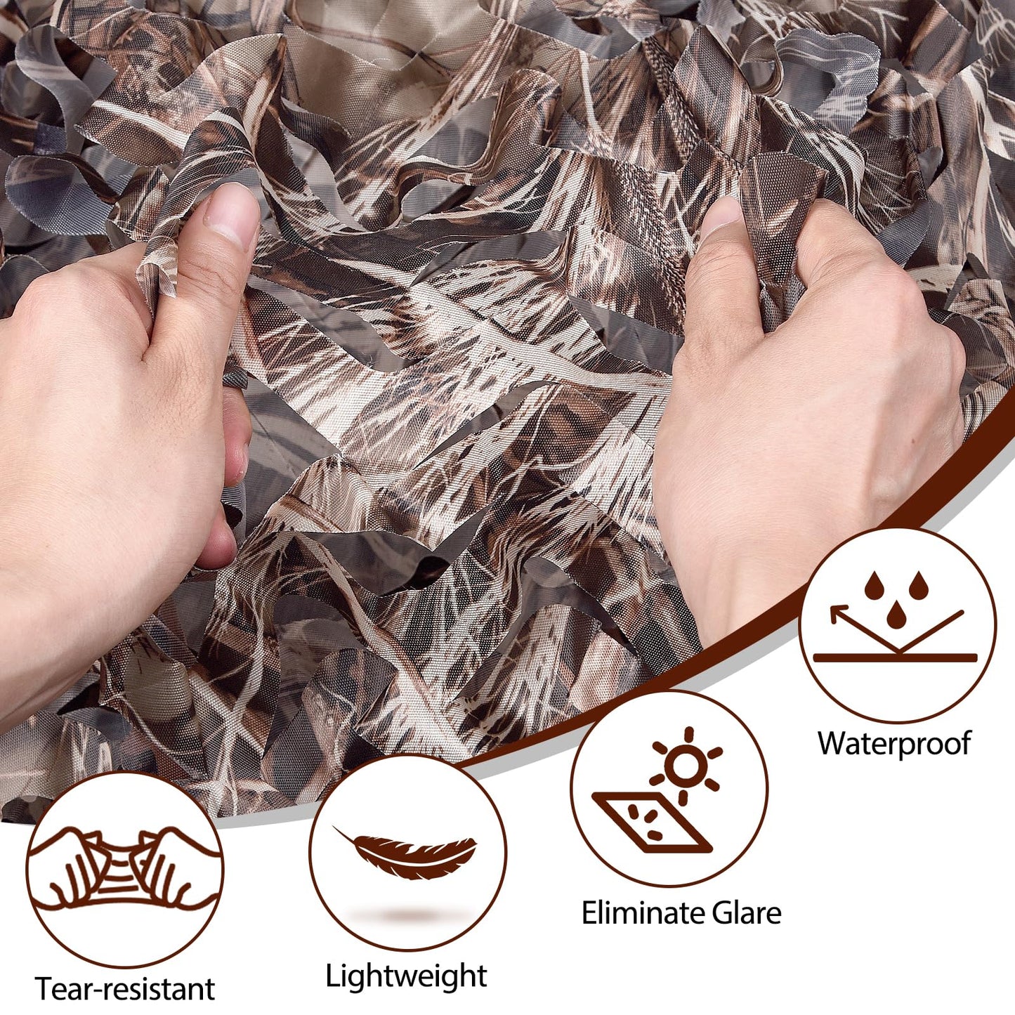 Yeacool Camo Netting for Hunting Blind Camouflage Netting Bulk Roll Burlap Camo Tarp Outdoor Shade for Military Dinosaur Birthday Party Decor Deer Stand Bird Watching(Dry Grass, 16.4ftx4.9ft, 5m*1.5m)