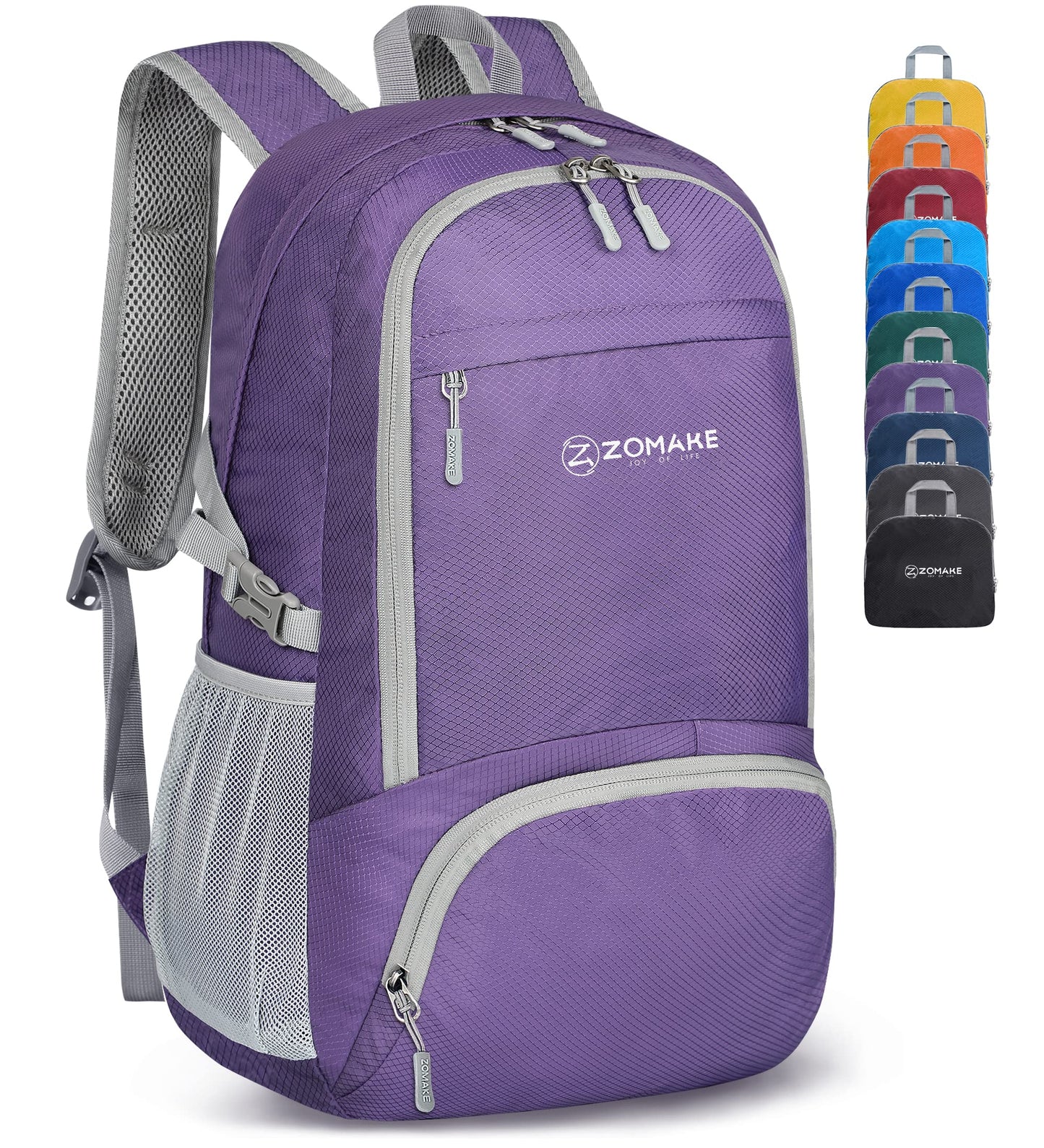 ZOMAKE Lightweight Packable Backpack 30L - Foldable Hiking Backpacks Water Resistant Compact Folding Daypack for Travel(Purple)