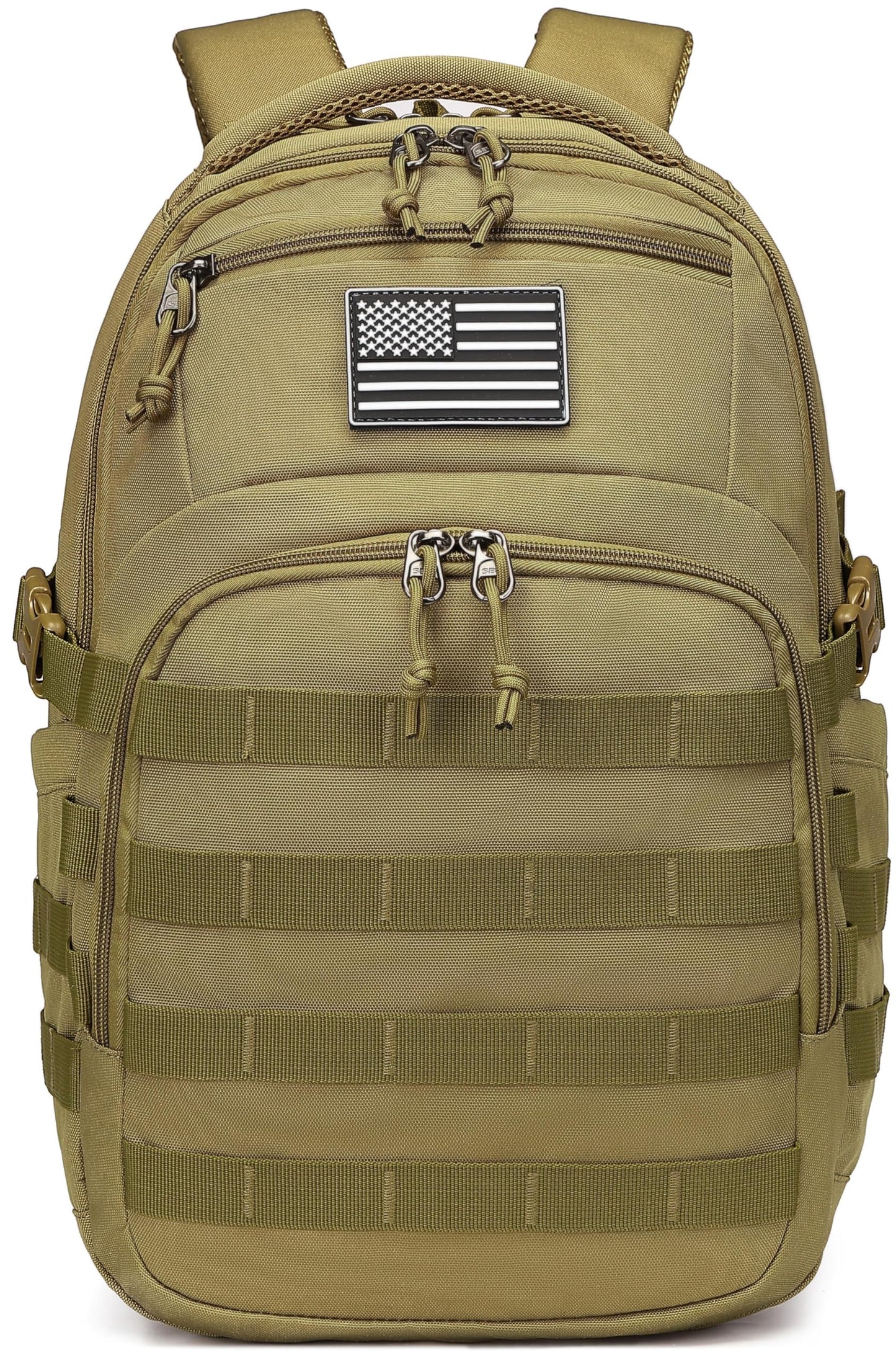 Wotony Military tactical backpack, nylon military MOLLE backpack, 3-day assault bag, used for outdoor hiking, camping and hunting (Khaki)
