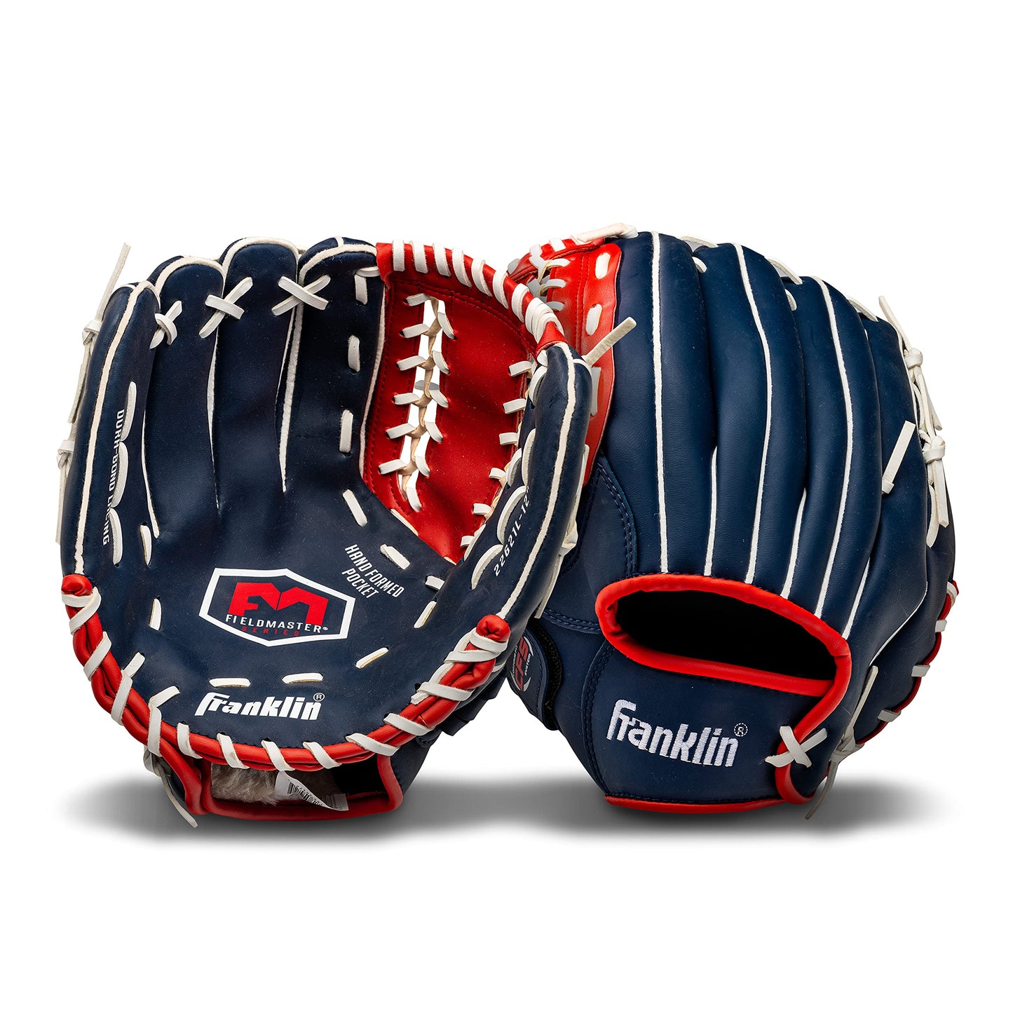 Franklin Sports Baseball and Softball Glove - Field Master - Baseball and Softball Mitt , Red, White, Blue, 12.0"