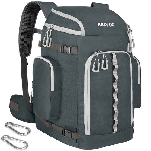 RESVIN Ski Boot Bag, 65L Durable Travel Backpack, 1680D Nylon Waterproof Snowboard Boot Bag, Skiing and Snowboarding Travel Luggage for Helmet, Goggles, Gloves, Outerwear & Accessories (Grey)