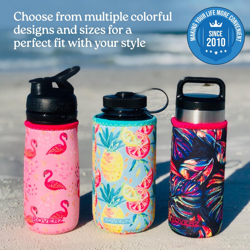 Koverz Water Bottle Sleeve, Fits 24-30 Oz. Water Bottle, Large Size, Hawaiian Floral