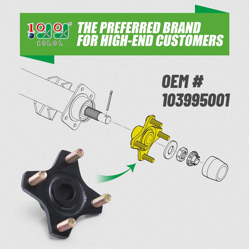 10L0L Golf Cart Rear Wheel Hub Assembly for Club Car Precedent, Carryall, Fits Subaru, Model EX40 Engine, Precedent, Model Year 2015-2019 Replaces OEM 103995001, 1039950-01