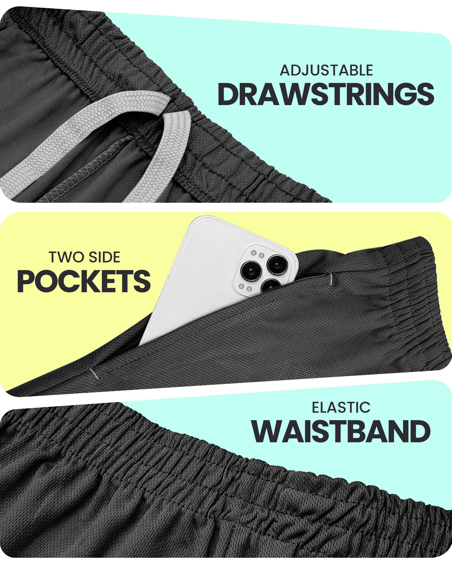 NY Threads Men's Athletic Shorts Quick Dry Loose-Fit Lightweight Running Workout Gym Shorts with Pockets, Small, Dark Grey