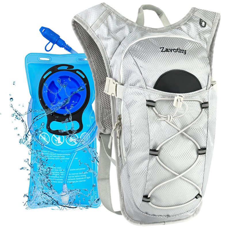 Zavothy Lightweight Hydration Backpack with 2L Water Bladder Water Backpack Hydration Pack for Cycling Running Biking Hiking Backpack Silver