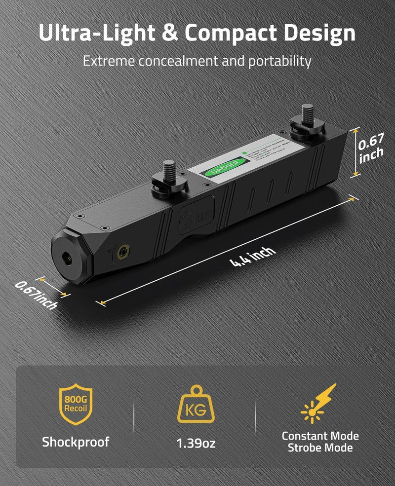 CVLIFE Laser Sight for Rifle, Red/IR/Green Laser Sight Compatible with M-Lok Rail Surface, Ultra Low-Profile Laser for Guns, Rechargeable M-Lok Laser with Strobe Function