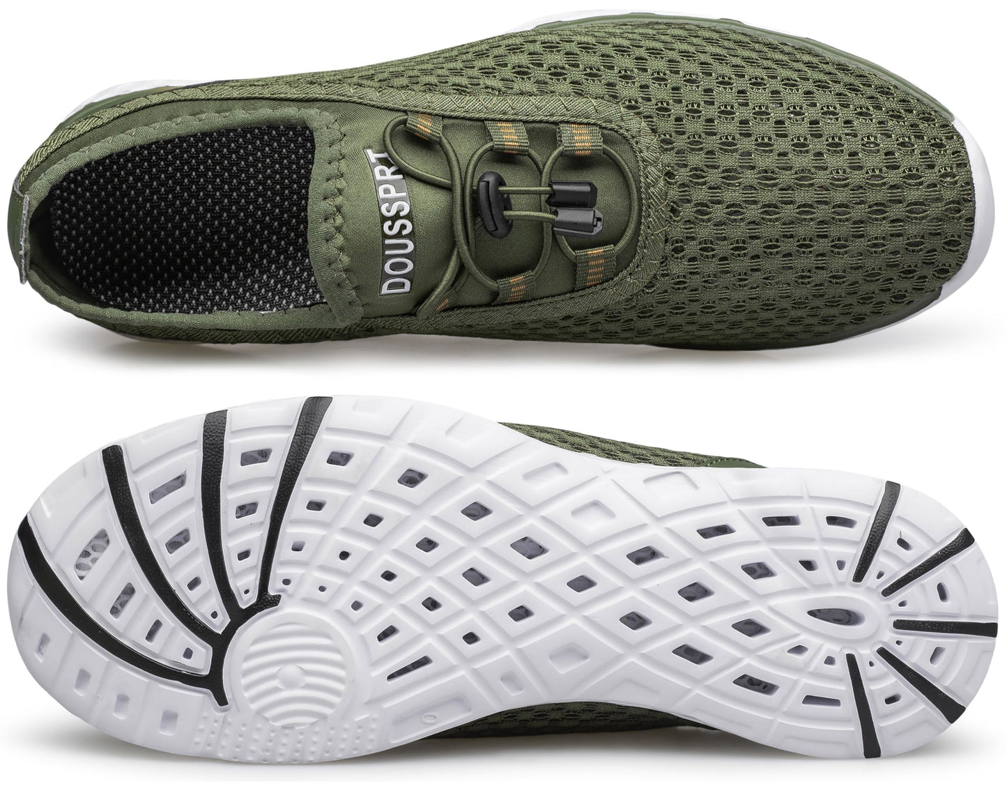 DOUSSPRT Men's Water Shoes Quick Drying Sports Aqua Shoes DarkGreen Size 11