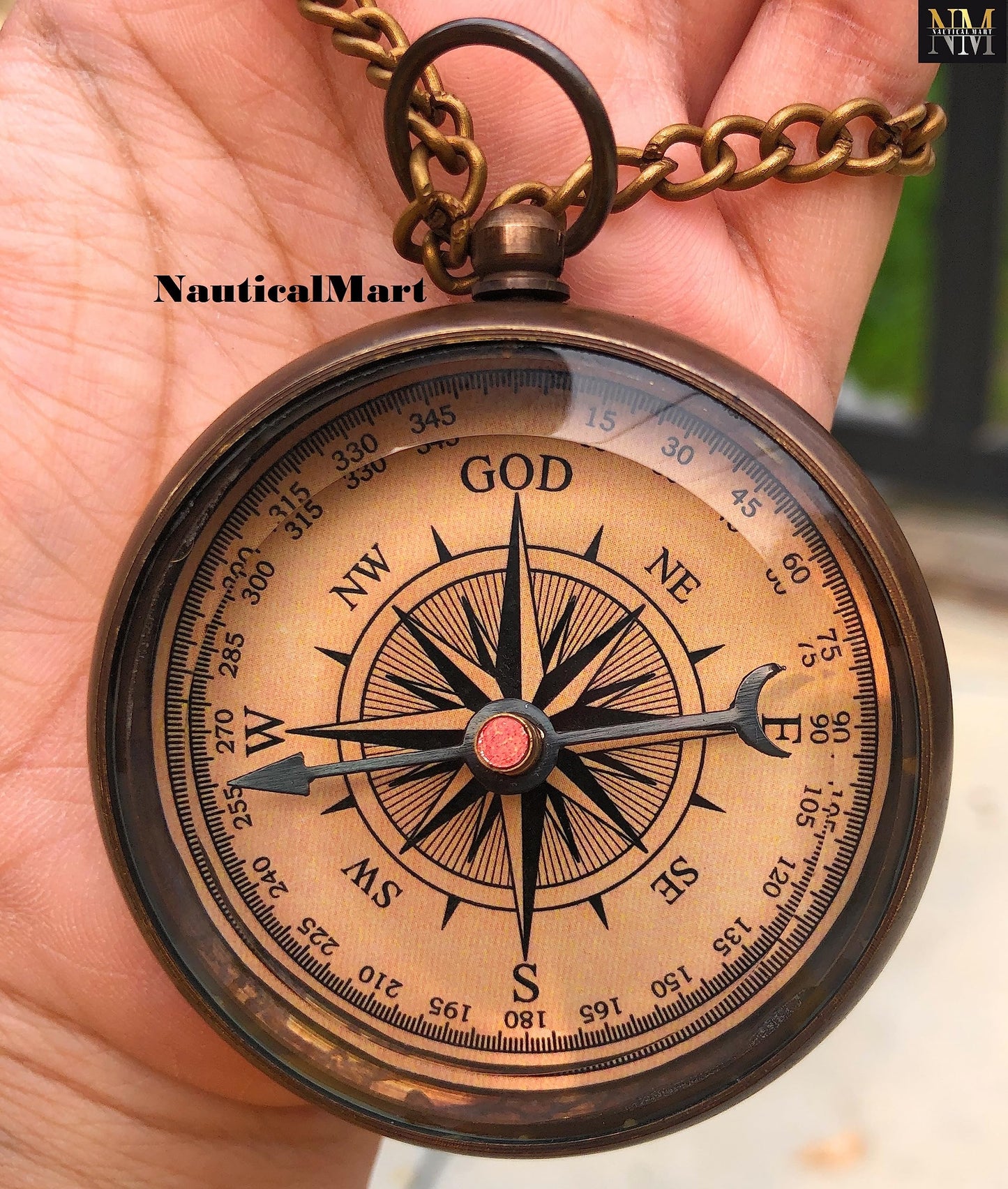 Brass Compass – “God My Lord Guide Me” Engraved, Handmade Personalized Gift for Confirmation, Baptism, Birthday & Graduation and Religious Keepsake