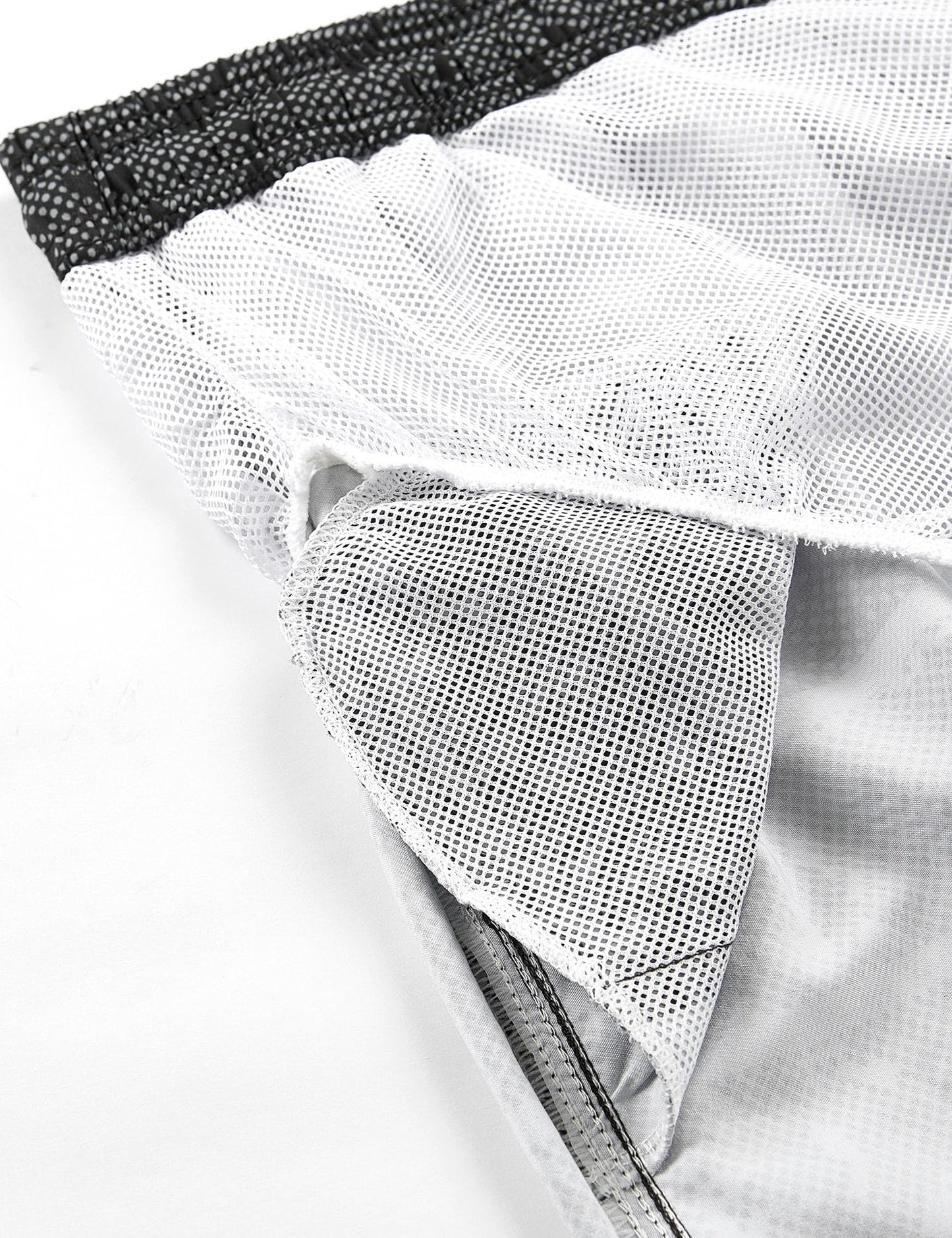ELETOP Men's Swim Trunks Quick Dry Bathing Suit Swimming Board Shorts Mesh Lining Beach Swimwear Stripe Grey L