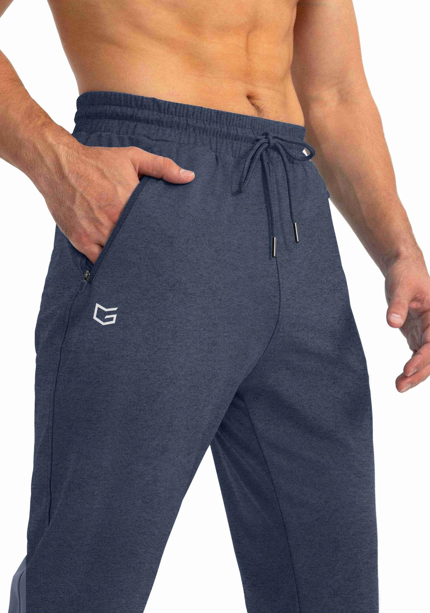G Gradual Men's Sweatpants with Zipper Pockets Tapered Joggers for Men Athletic Pants for Workout, Jogging, Running (Heathered Academy Blue, X-Large)