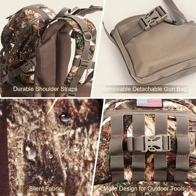 Camo Hunting Backpack - Water-Resistant Large Capacity Bow Pack | Stealth Reed Camo