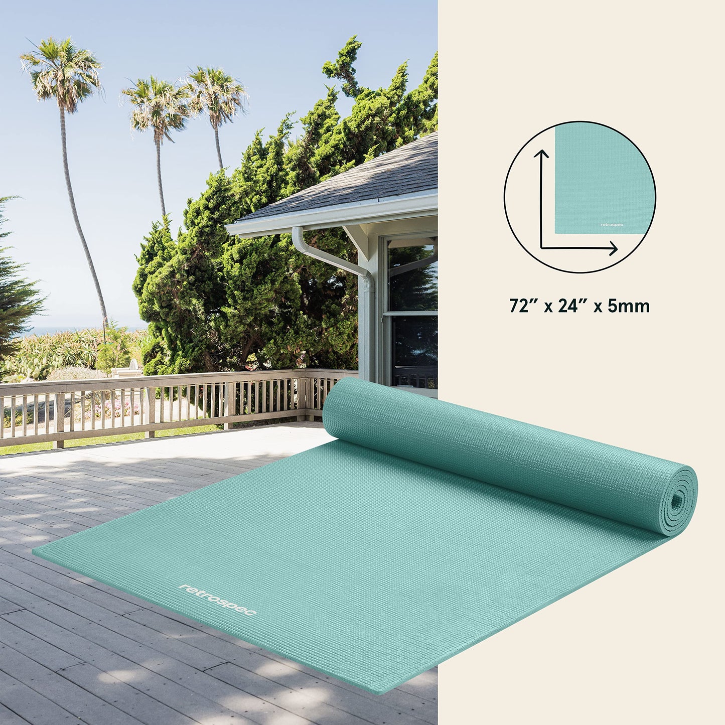 Retrospec Pismo Yoga Mat for Men & Women - 72” x 24” x 5mm - Extra Long Non Slip Exercise Mat for Yoga, Pilates, Stretching, Floor & Home Workouts - Rose