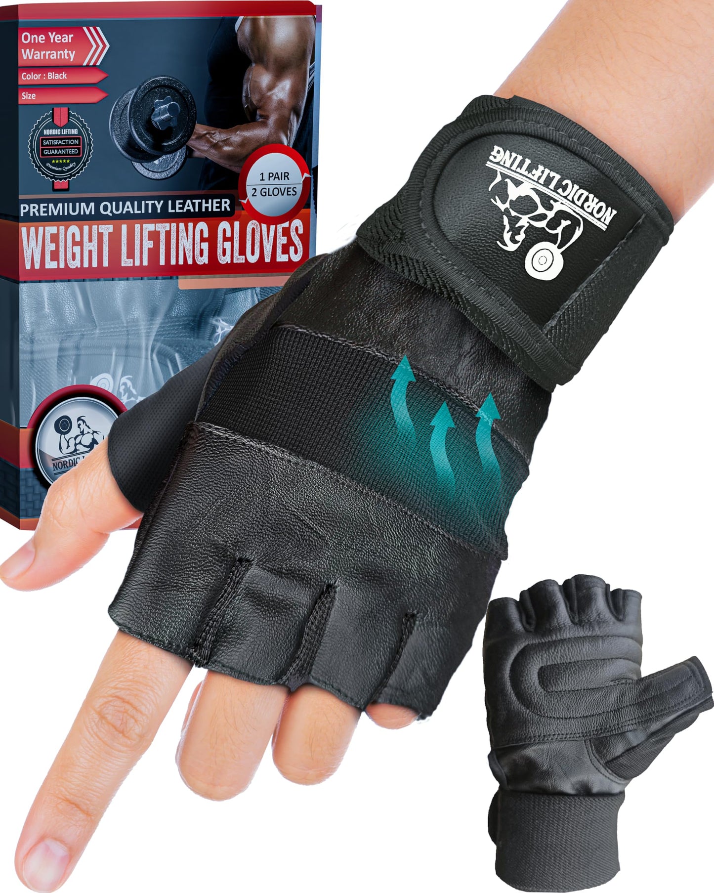 Nordic Lifting Workout Gloves, Weight Lifting Gym Gloves w/Wrist Support