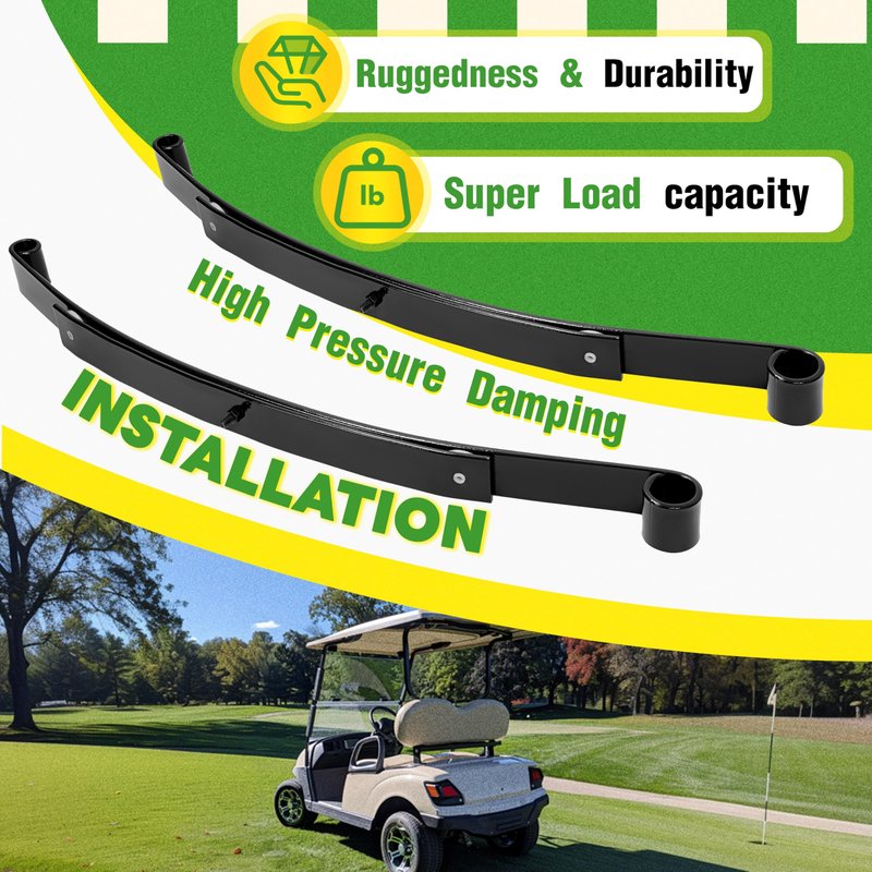 WUTIST Heavy Duty Rear 2-Leaf Spring Compatible with 2008-UP EZGO RXV Gas and Electric Golf Carts Black Steel Powder Coated Set of 2,OEM# 603498 604494