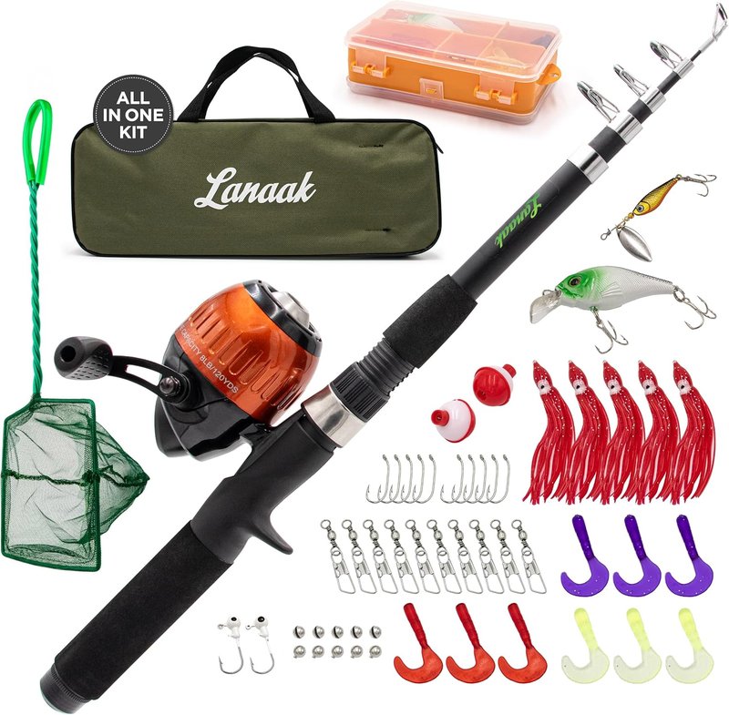 Kids Fishing Pole - Portable Telescopic Fishing Rod Set with Tackle Box & Net | Ideal Gear for Ages 5-10