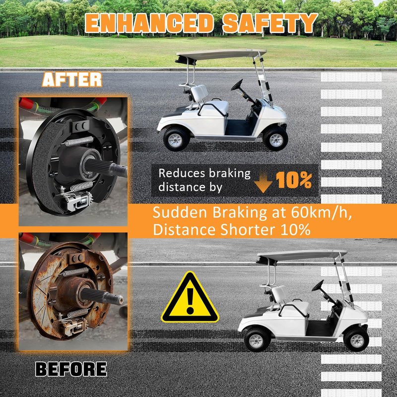 Golf Cart Brake Shoes Kit for Club Car DS & Carryall Manual Adjust 1981-1994 Golf Cart Rear Brake Assembly OEM# 1011463 1011296 1011433 1015757(4PCS-Long)