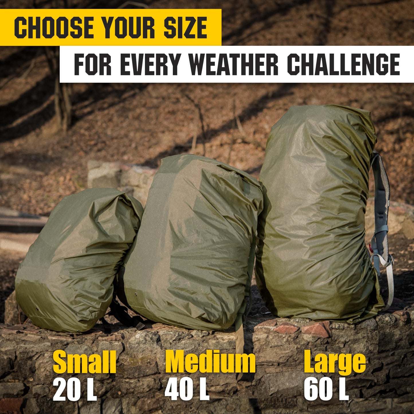 M-Tac Backpack Rain Cover Waterproof - Bag Rain Cover 30-40L - for Hiking Travel Camping Military (Olive, M)