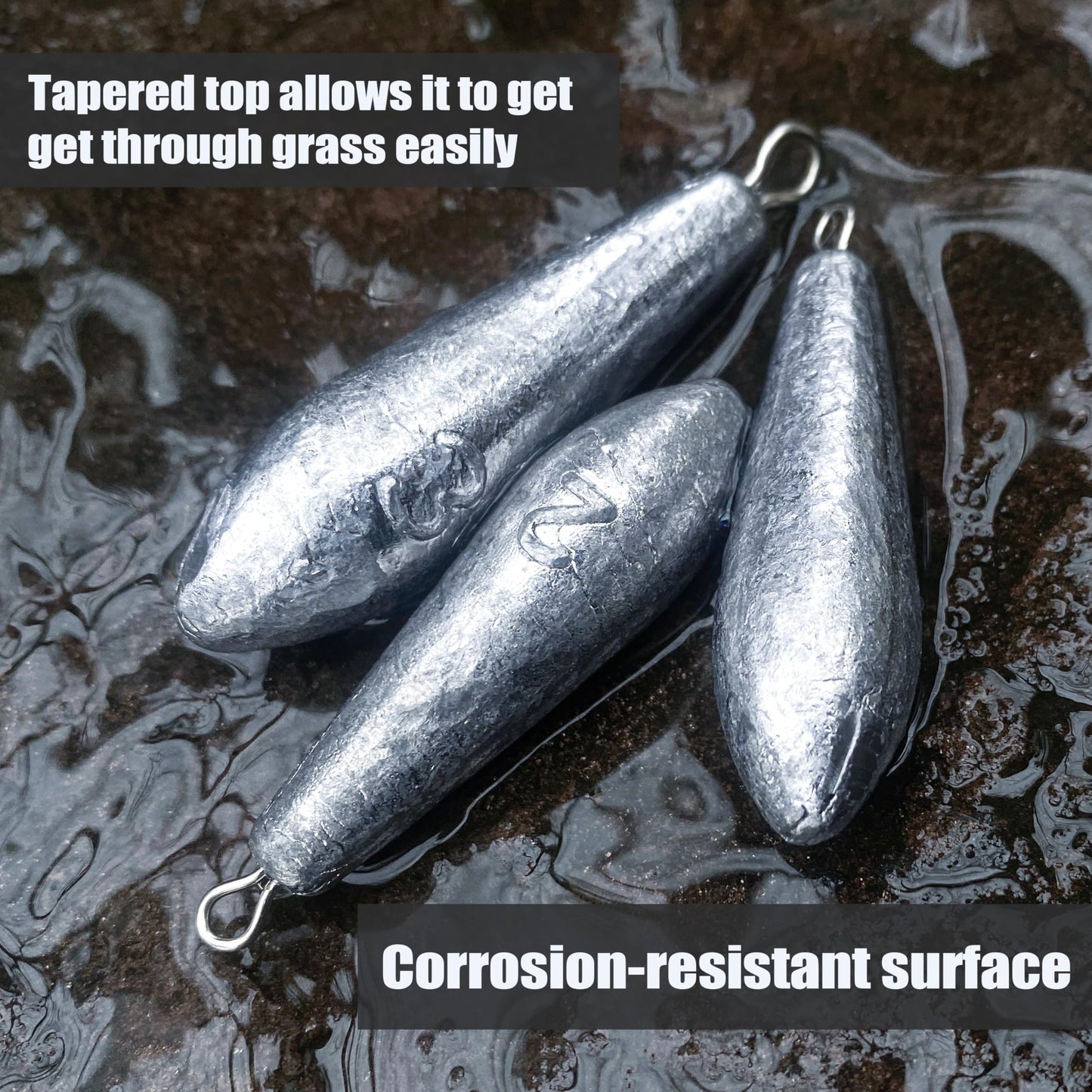 Drop Shot Fishing Weights Sinkers Teardrop Weights Bass Fishing Sinkers for Freshwater Saltwater Fishing Gear 1oz to 8oz