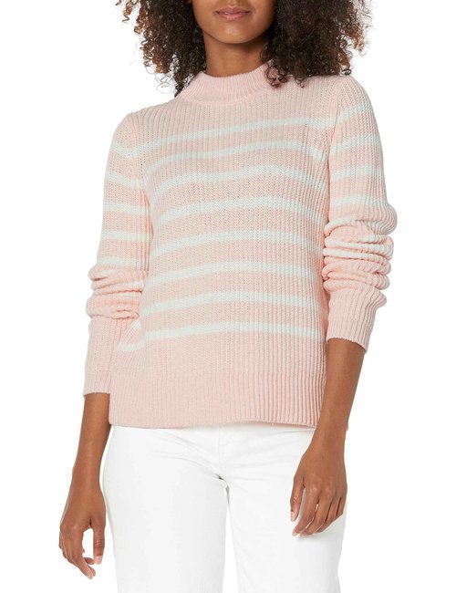 Carve Designs Women's Cayden Crew Sweater, Lt. Pink Stripe, SM