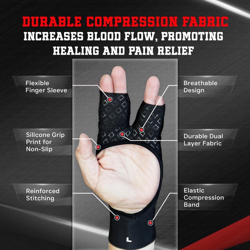 Grappz Finger Support Athletic Compression Gloves – Athletic Buddy Tape & Trigger Finger Splint Alternative – Finger Sleeve & Brace, Arthritis Pain Relief & Joint Stabilizer for All Sports, Unisex M