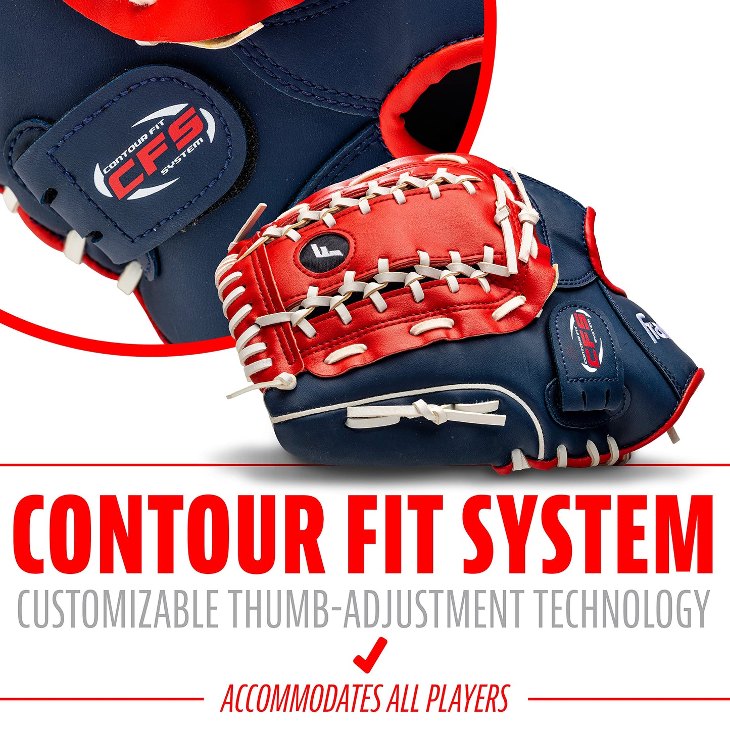 Franklin Sports Baseball and Softball Glove - Field Master - Baseball and Softball Mitt , Red, White, Blue, 12.0"