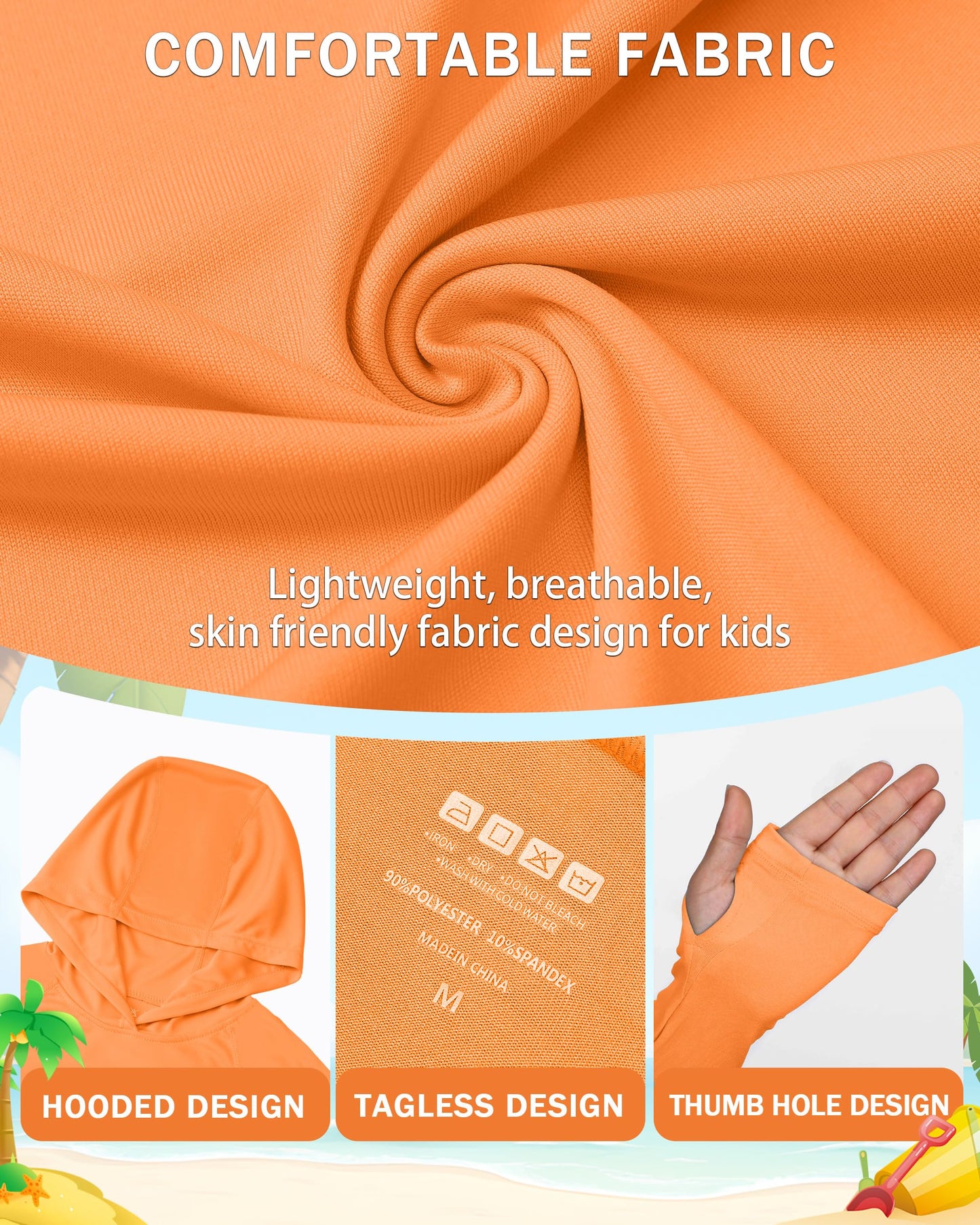 DRONIRING Boys Rash Guard Swim Hoodie, UPF 50+ UV Sun Protection Long Sleeve Fishing Shirt, Kids Youth SPF Water Shirts