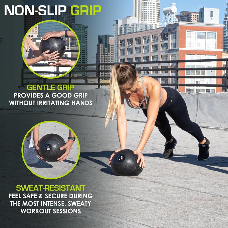 ProsourceFit Slam Medicine Balls - Smooth & Textured Grip for Strength Training | 5-50 lbs Options
