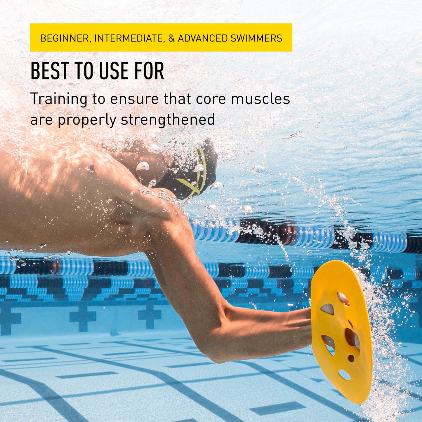 FINIS Manta Swim Training Paddles - Strapless Design for Stroke Technique - Floating Hand Paddles - Build Strength - Large
