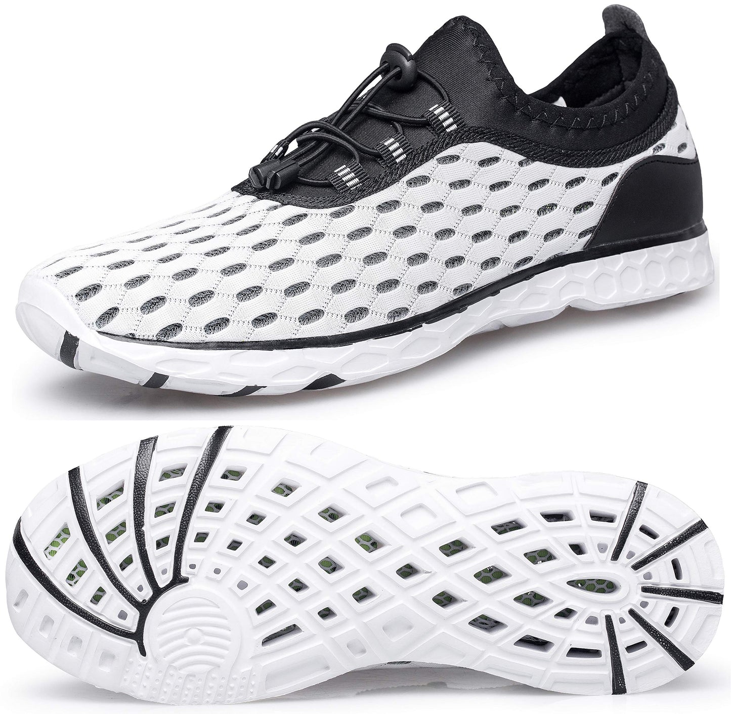 DOUSSPRT Men's Water Shoes Quick Drying Sports Aqua Shoes White Size 10
