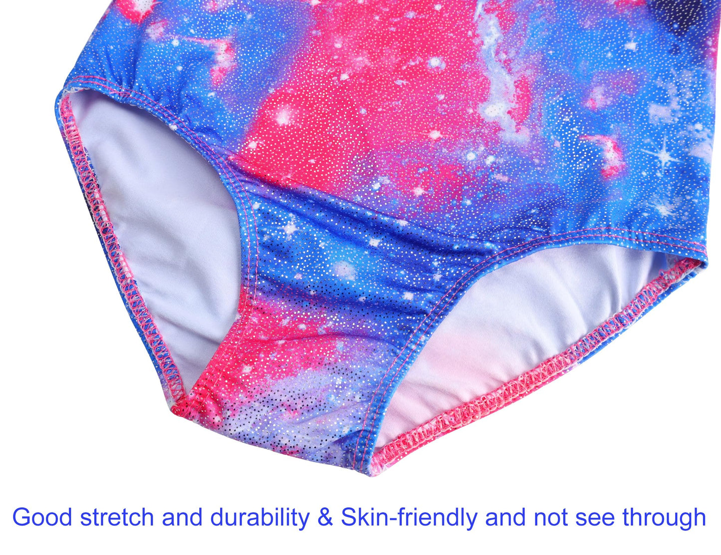 Domusgo Gymnastics Leotards for Girls 8-9 Years Old Pink Blue Galaxy Sparkly One Piece Tumbling Outfits