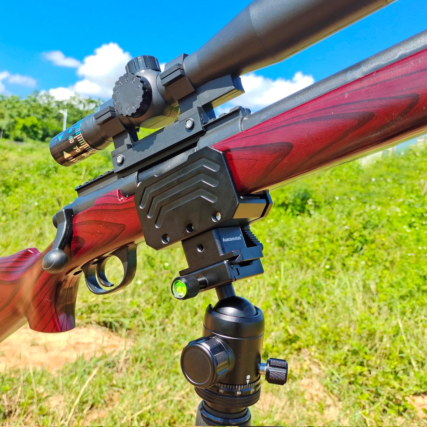 Rifle Saddle Clamp for Tripod with Arca-Swiss Quick Release Base, 1/4" & 3/8" Screw Hole Compatible, Heavy-Duty Shooting Support Mount for Hunting, Target Practice, Crossbow or Rifle Tripods