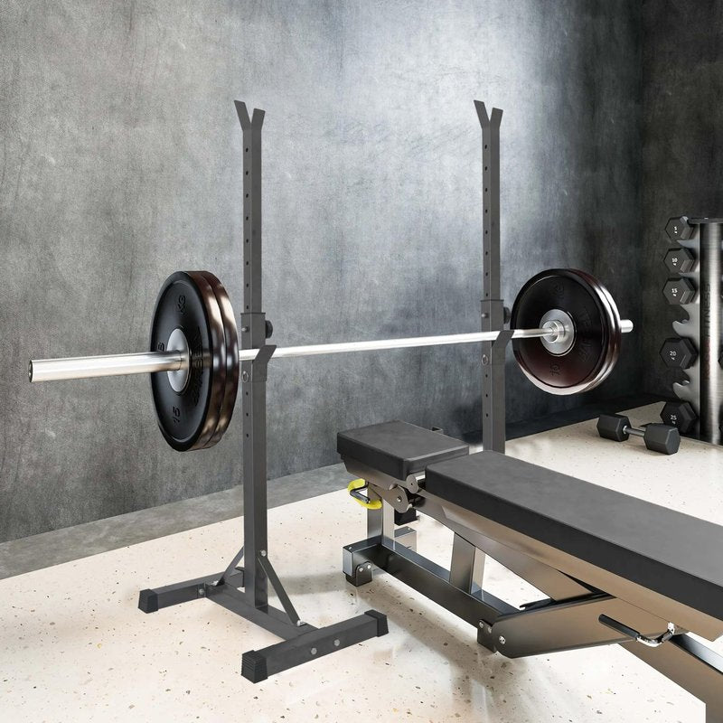 Adjustable Squat Rack Standard 550LBS Capacity 40-66 Inch Solid Steel Squat Stands Barbell Free-press Bench Home Gym Portable Dumbbell Racks Stands (Squat Rack)