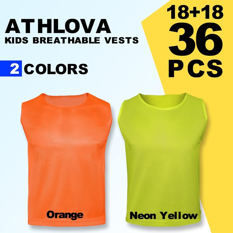 Youth Soccer Pinnies - Breathable Mesh Scrimmage Vests for Sports | Youth Size