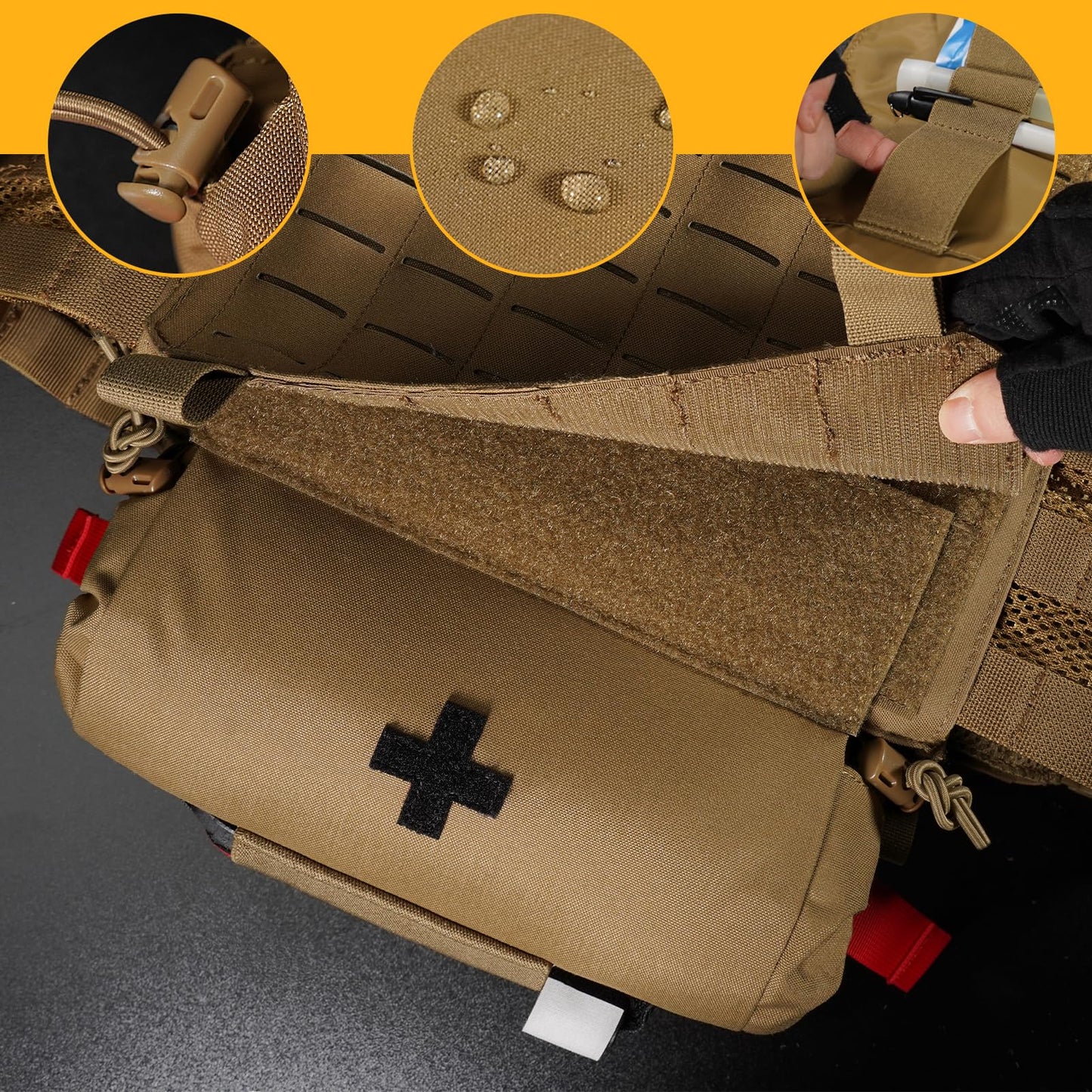 PETAC GEAR Tactical First Aid Drop Dump Pouch, Micro Medical Trauma Roll Up Drop Pouch EMT IFAK Sub Abdominal Carrying Bag with Hook-N-Loop (CB)