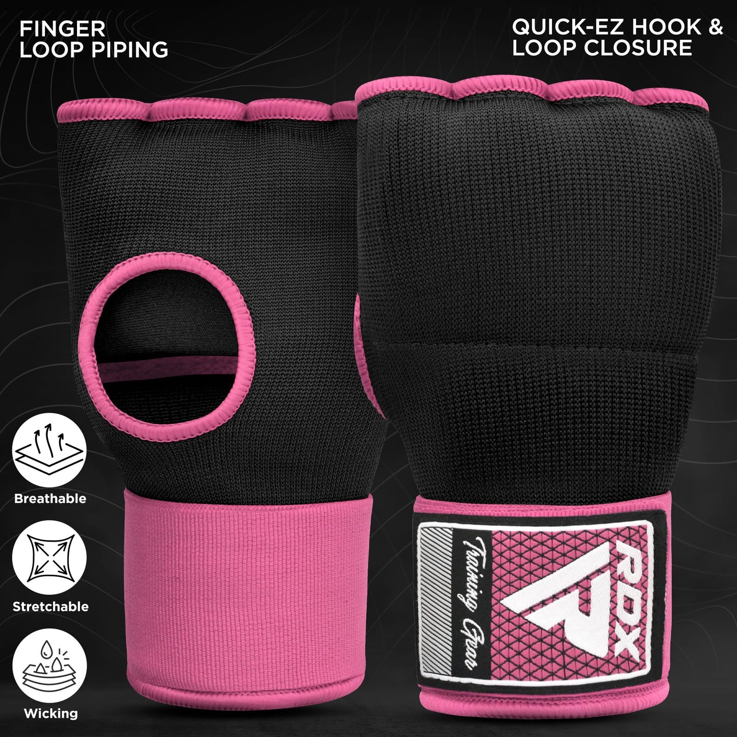 RDX Gel Boxing Hand Wraps Inner Gloves Men Women, Quick 75cm Long Wrist Straps, Elasticated Padded Fist Under Mitts Protection, Muay Thai MMA kickboxing Martial Arts Punching Training Bandages