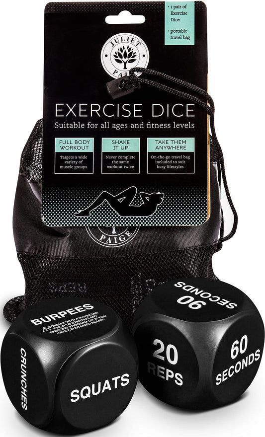 Exercise Dice - Fitness Workout Gear for Home Gym. PE Equipment and Accessories, Personal Trainer Work Out Game Supplies for Adults (White (Intermediate))