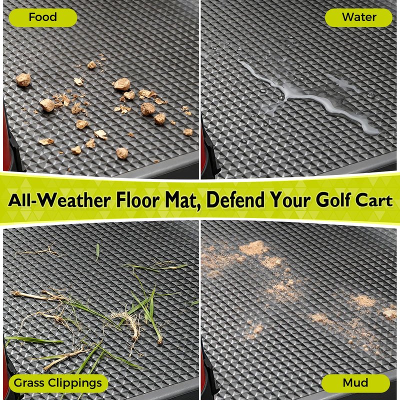 Tecoom Golf Cart Floor Mat Fit for EZGO TXT, Custom Front Golf Cart Feet Mats, Durable Replacement Full Coverage Liner Mats, Black