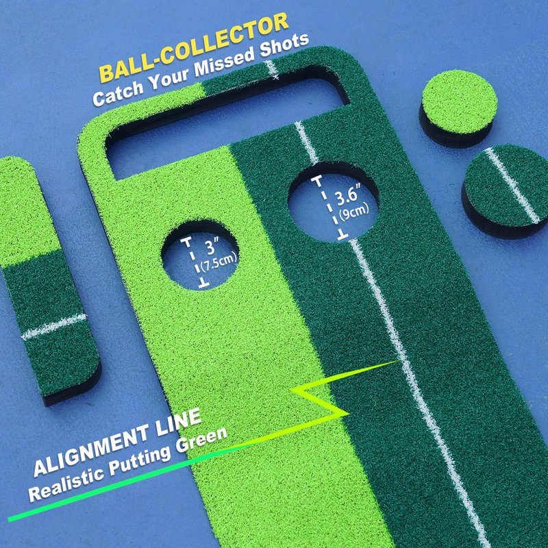 SENSECLUB Indoor Putting Green Game, Foldable Putting Mat Golf Game Set, Golf Gifts for Men - 1x8 Ft
