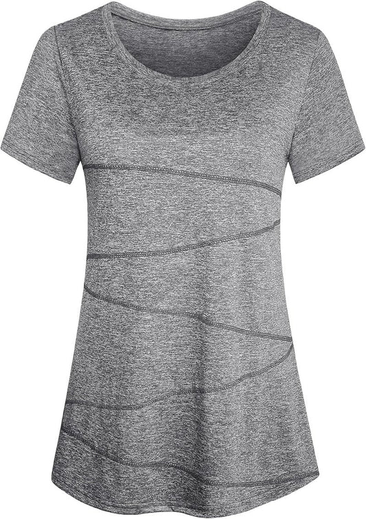 Workout Tops for Women - Short Sleeve Quick-Dry Yoga Shirts | Stylish Line Decor