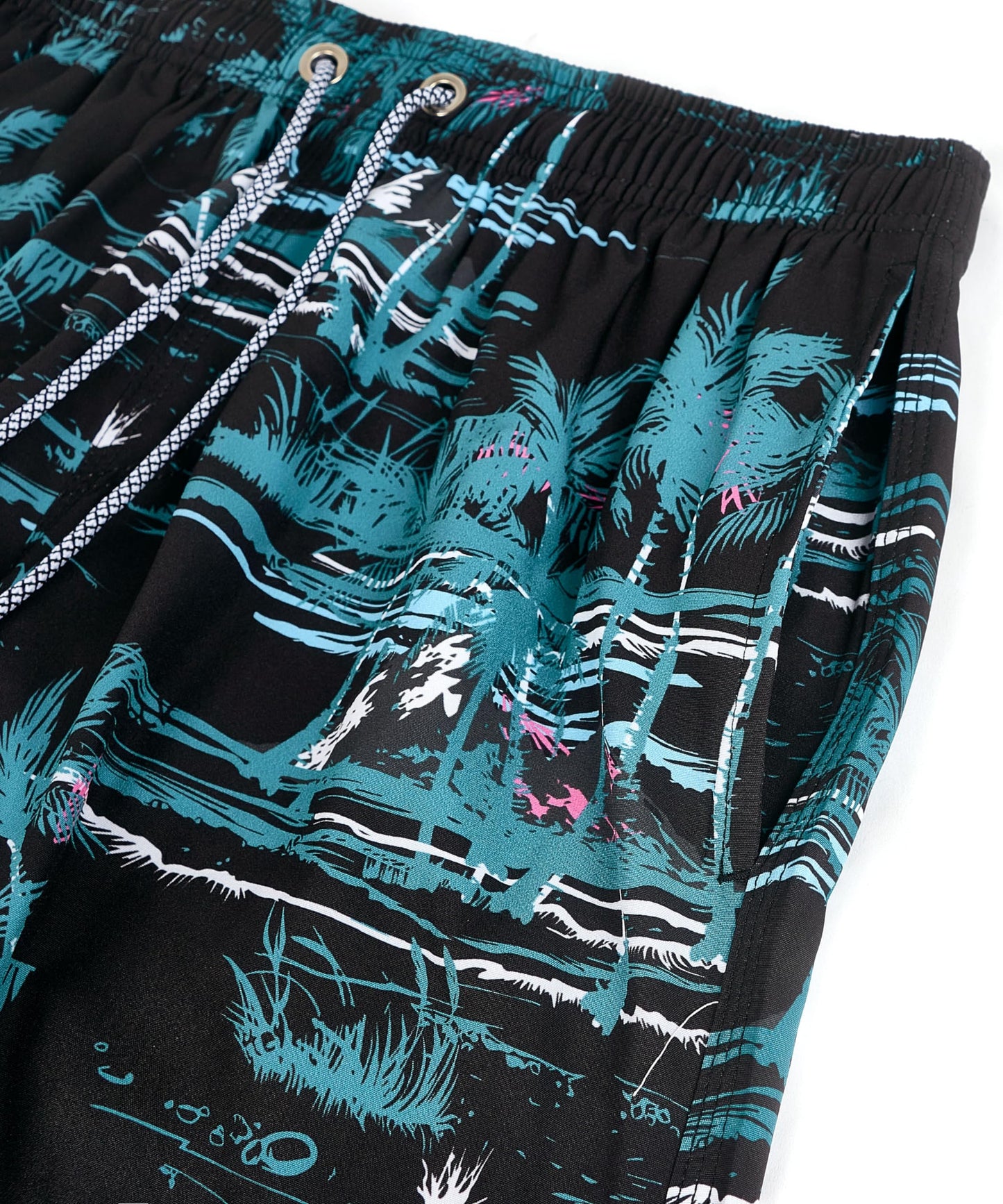 ELETOP Men's Swim Trunks Quick Dry Bathing Suit Swimming Board Shorts Mesh Lining Beach Swimwear Black Green 4XL