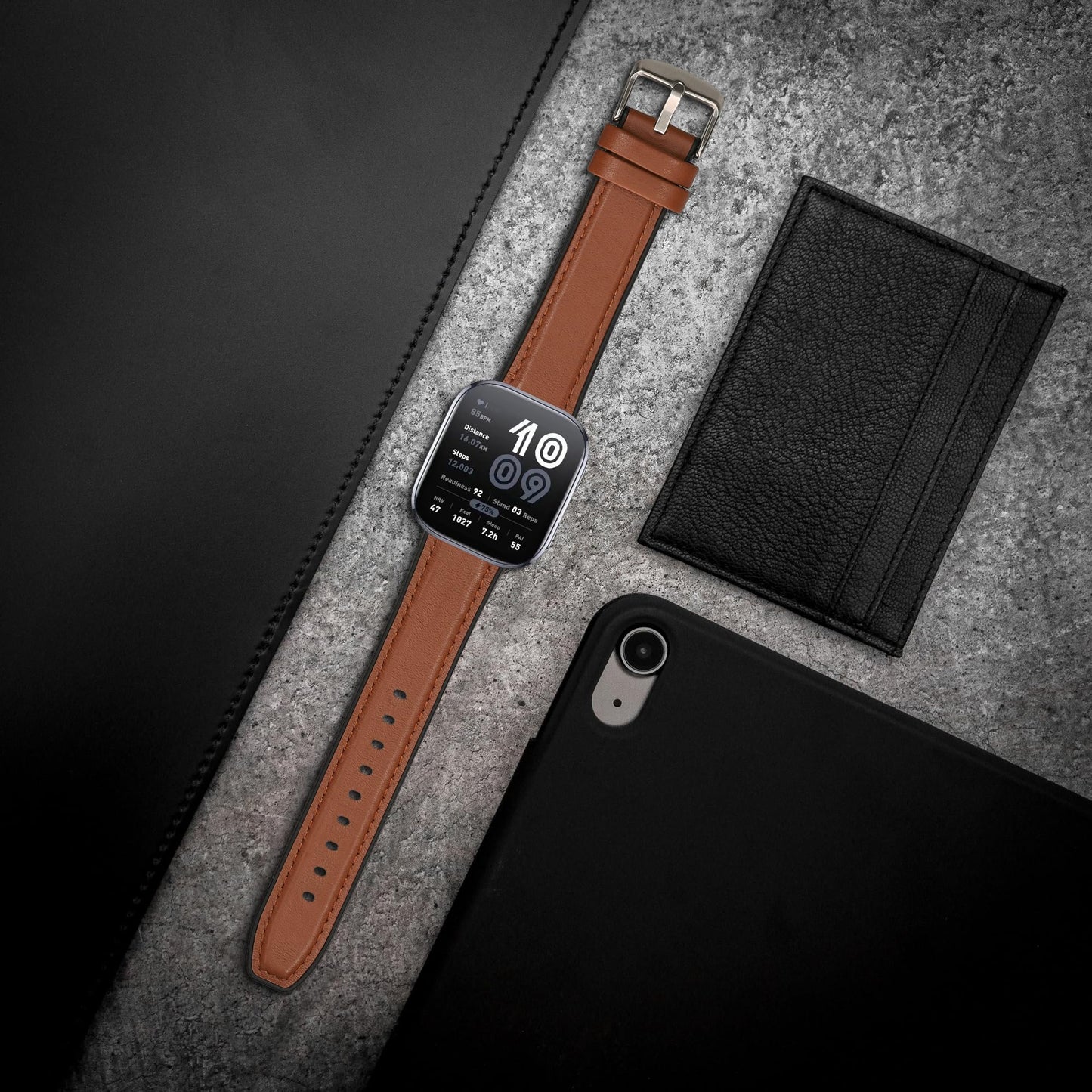 kwmobile 22mm Silicone Leather Look Sport Wristband - Brown/Black for Amazfit Bip 6