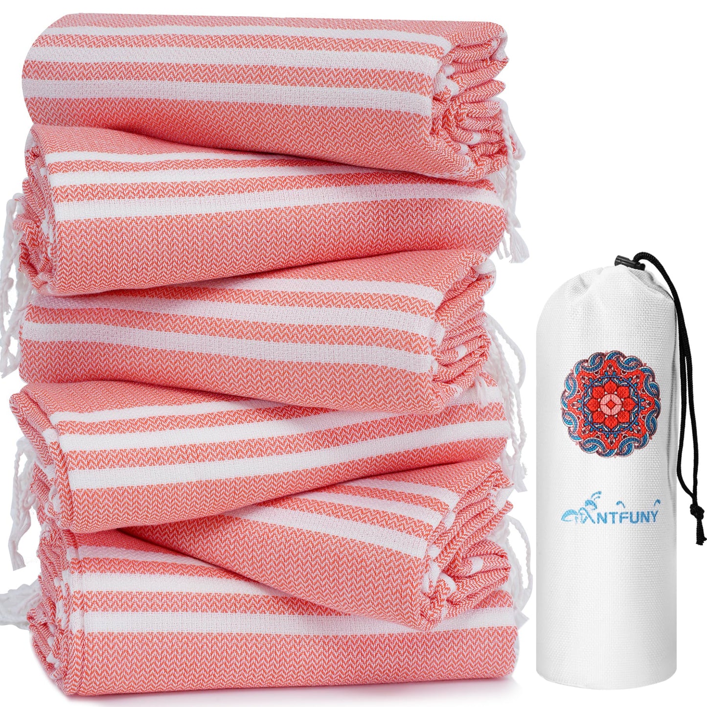 6 Pack Turkish Beach Towels Vacation Essentials Pool Towel for Women Birthday, Teacher Appreciation Thank You Gifts, Mothers Days Bridesmaid Bride Girlfriend Friendship Sister 40th Retirement Gift