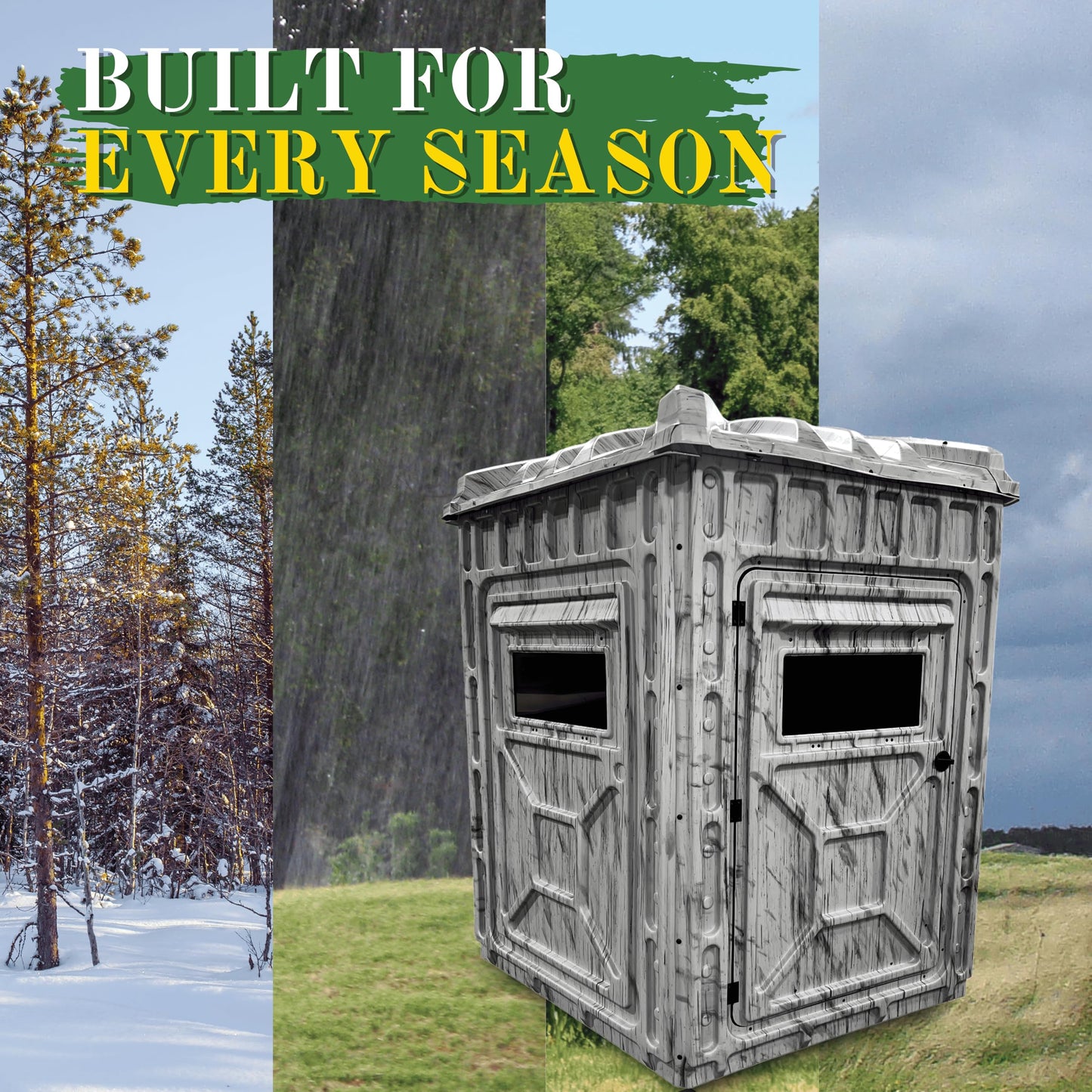 Outta Site Arctic 4-Sided Hunting Blind – 1-2 Persons Hard-Sided Ground Blind for Deer, Turkey Hunting – Snow Camo