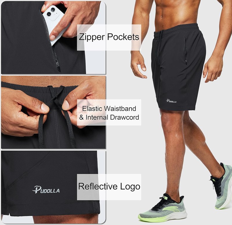 Men's Workout Running Shorts - Lightweight Athletic Gym Shorts with Zipper Pockets | 7"/5"/9" Sizes