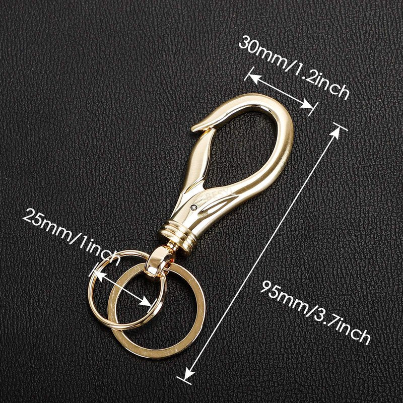 BESYL Swivel Snap Hook Keychain with 2 Key Rings, Zinc Alloy, Gold, 3.62in, Heavy Duty for Men and Women
